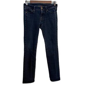 Uniqlo Womens Blue Dark Wash Low Rise Y2K Slim Straight Ankle Jeans Size 6